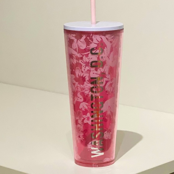 NEW Starbucks Washing DC 🌸Cherry Blossom Acrylic Venti Tumbler w/Lid & Straw 🌸 - Picture 5 of 5